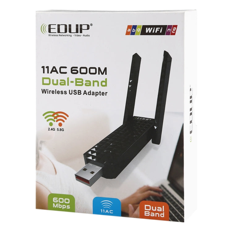 EDUP EP-AC1625 600Mbps 2.4G / 5.8GHz Dual Band Wireless 11AC USB 2.0 Adapter Network Card with 2 Antennas for Laptop / PC, EP-AC1625 EDUP EP-AC1625 600Mbps 2.4G / 5.8GHz Dual Band Wireless 11AC USB 2.0 Adapter Network Card with 2 Antennas for Laptop / PC, EP-AC1625